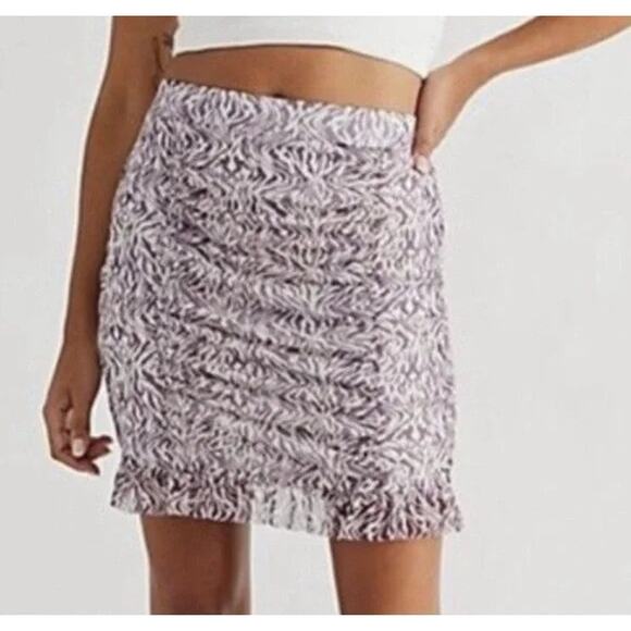 Free People Romi Mesh Mini Skirt in Purple White Zebra Women's Size Medium - Picture 1 of 13